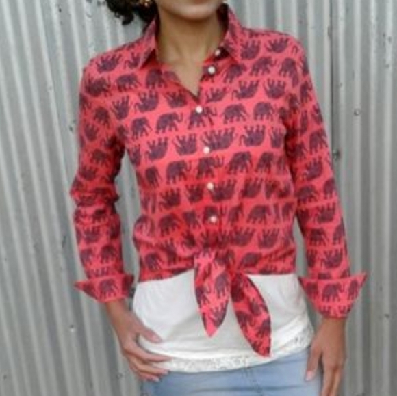 J. Crew Tops - J CREW BUTTONED DOWN , TIE WAIST TOP.     EUC.       XS